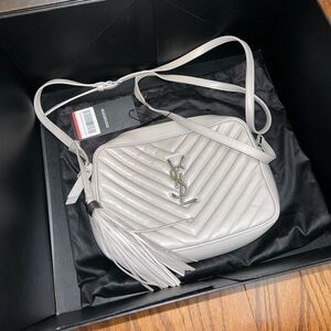 Grey YSL crossbody bag with tassel. Wallet included!